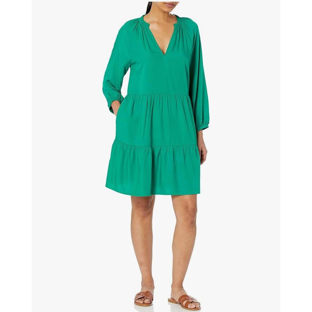 The Drop Caralynmirand Long sleeve small 
Dress, Ultramarine Green with pockets